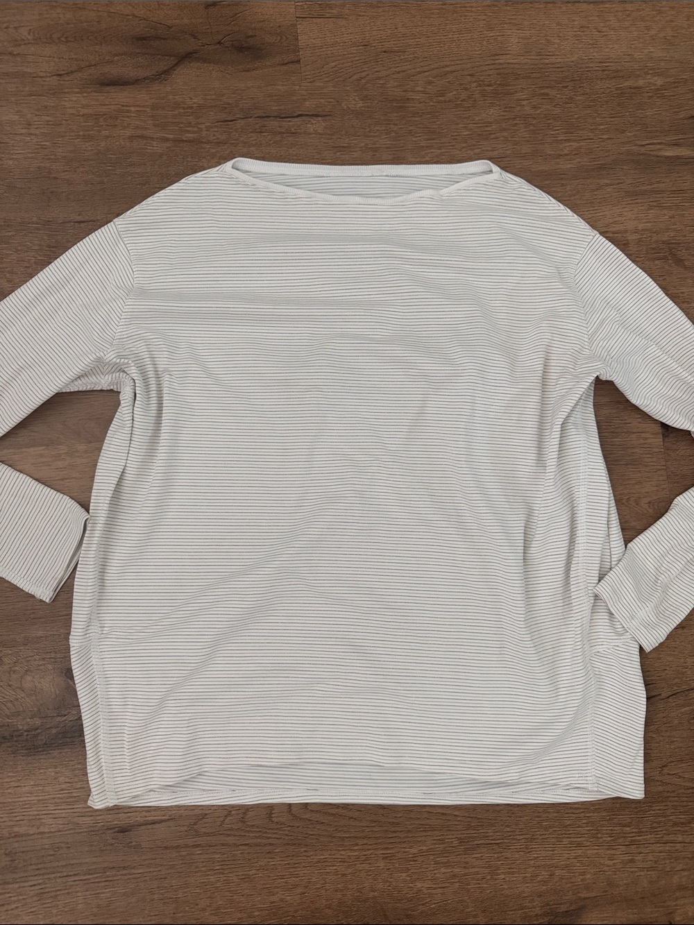 lululemon athletica White & Light Gray Striped Long Sleeve Top